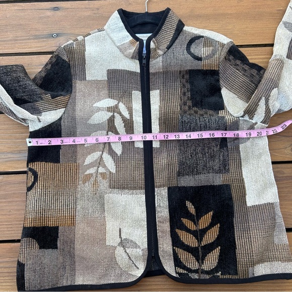 Coldwater Creek Fall zip up jacket petite Large leaf print 🍂 - Picture 9 of 12